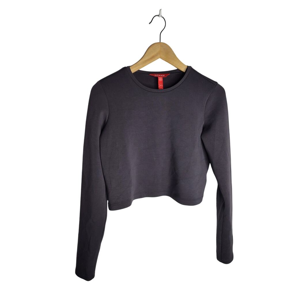 Spanx Women's Purple Plum Fitted Crop Long Sleeve tencel blend top XS
